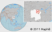Gray Location Map of Yuanjiang, highlighted parent region, hill shading