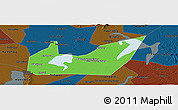 Political Panoramic Map of Yuanjiang, darken