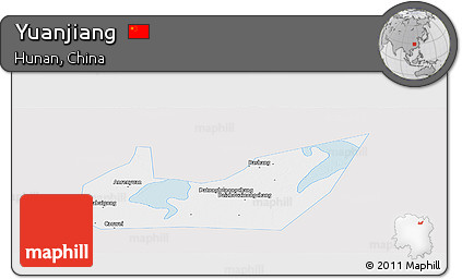 Silver Style Panoramic Map of Yuanjiang, single color outside