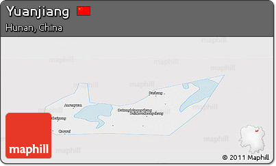 Silver Style Panoramic Map of Yuanjiang, single color outside