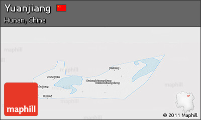 Silver Style Panoramic Map of Yuanjiang, single color outside