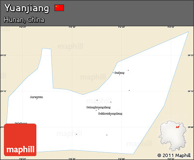 Classic Style Simple Map of Yuanjiang, single color outside