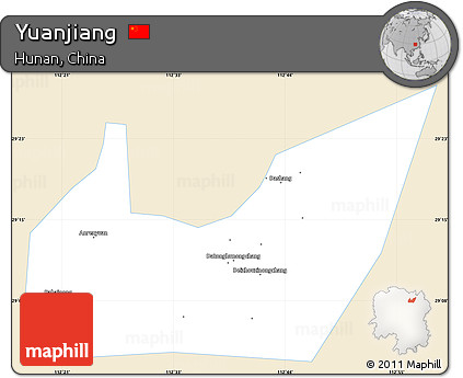 Classic Style Simple Map of Yuanjiang, single color outside
