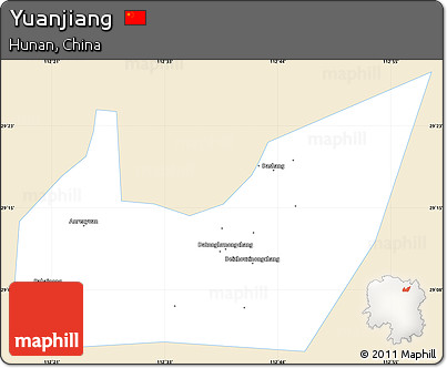 Classic Style Simple Map of Yuanjiang, single color outside