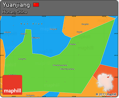 Political Simple Map of Yuanjiang