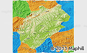 Physical 3D Map of Yuanling, political outside