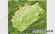 Physical 3D Map of Yuanling, satellite outside