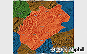 Political 3D Map of Yuanling, darken