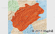 Political 3D Map of Yuanling, lighten