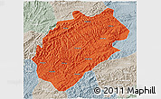 Political 3D Map of Yuanling, lighten, semi-desaturated