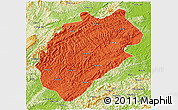 Political 3D Map of Yuanling, physical outside