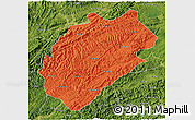 Political 3D Map of Yuanling, satellite outside