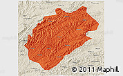 Political 3D Map of Yuanling, shaded relief outside