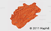 Political 3D Map of Yuanling, single color outside