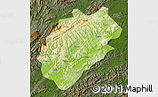 Physical Map of Yuanling, darken