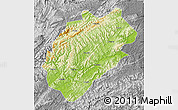 Physical Map of Yuanling, desaturated