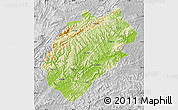 Physical Map of Yuanling, lighten, desaturated