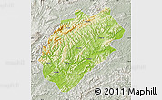 Physical Map of Yuanling, lighten, semi-desaturated