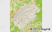 Shaded Relief Map of Yuanling, physical outside