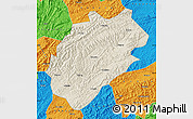 Shaded Relief Map of Yuanling, political outside