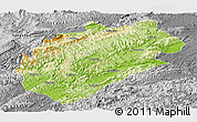 Physical Panoramic Map of Yuanling, desaturated