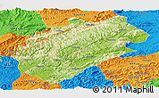 Physical Panoramic Map of Yuanling, political outside