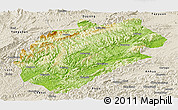 Physical Panoramic Map of Yuanling, shaded relief outside