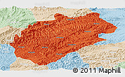 Political Panoramic Map of Yuanling, lighten