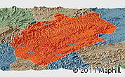 Political Panoramic Map of Yuanling, semi-desaturated