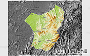 Physical 3D Map of Zixing, darken, desaturated