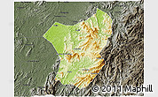Physical 3D Map of Zixing, darken, semi-desaturated