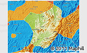 Physical 3D Map of Zixing, political outside
