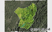 Satellite 3D Map of Zixing, darken, semi-desaturated