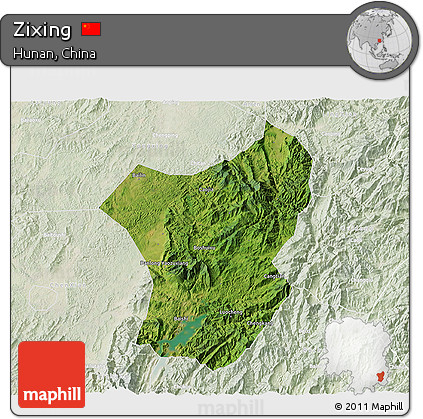 Satellite 3D Map of Zixing, lighten
