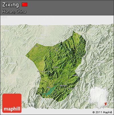 Satellite 3D Map of Zixing, lighten