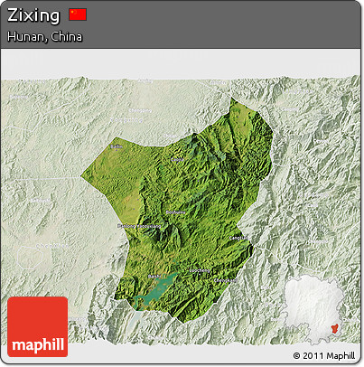 Satellite 3D Map of Zixing, lighten