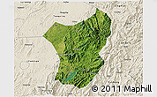 Satellite 3D Map of Zixing, shaded relief outside