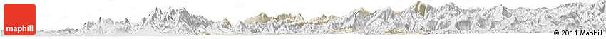 Shaded Relief Horizon Map of Zixing, lighten, desaturated