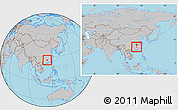 Gray Location Map of Zixing, within the entire country