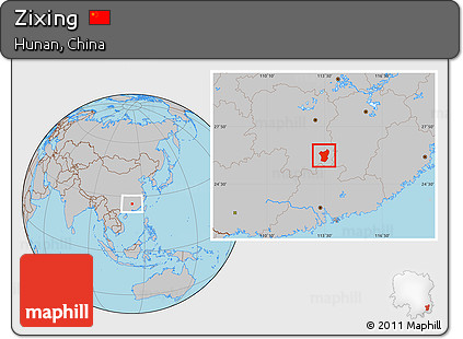 Gray Location Map of Zixing