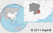 Gray Location Map of Zixing, highlighted country, highlighted parent region