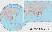 Gray Location Map of Zixing, highlighted parent region, within the entire country