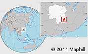 Gray Location Map of Zixing, highlighted parent region