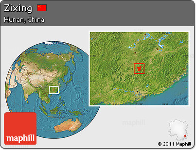 Satellite Location Map of Zixing
