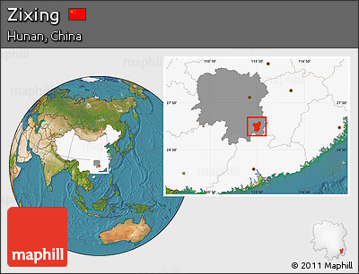 Satellite Location Map of Zixing, highlighted country, highlighted parent region