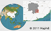 Satellite Location Map of Zixing, highlighted country, highlighted parent region