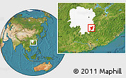 Satellite Location Map of Zixing, highlighted parent region