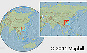 Savanna Style Location Map of Zixing, within the entire country, hill shading