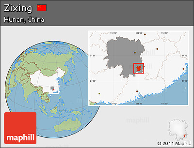 Savanna Style Location Map of Zixing, highlighted country, highlighted parent region