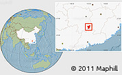 Savanna Style Location Map of Zixing, highlighted country, hill shading